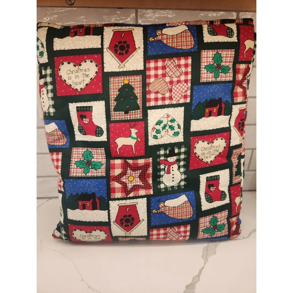 Vtg.‎ Snowman Family Finished Quilt Throw/Pillow Combo Double Sided Christmas